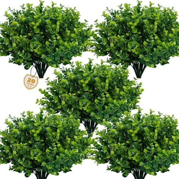 Artificial Greenery Plants Outdoor UV Resistant Fake Plants Boxwood Shrubs Grass - Picture 1 of 7